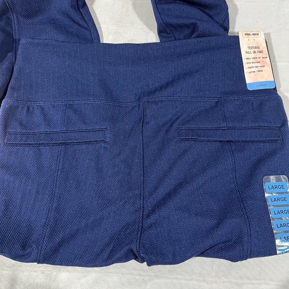 NWT Women's Spring & Mercer Textured Navy Blue Pull on Pants, Size Large - Picture 5 of 6